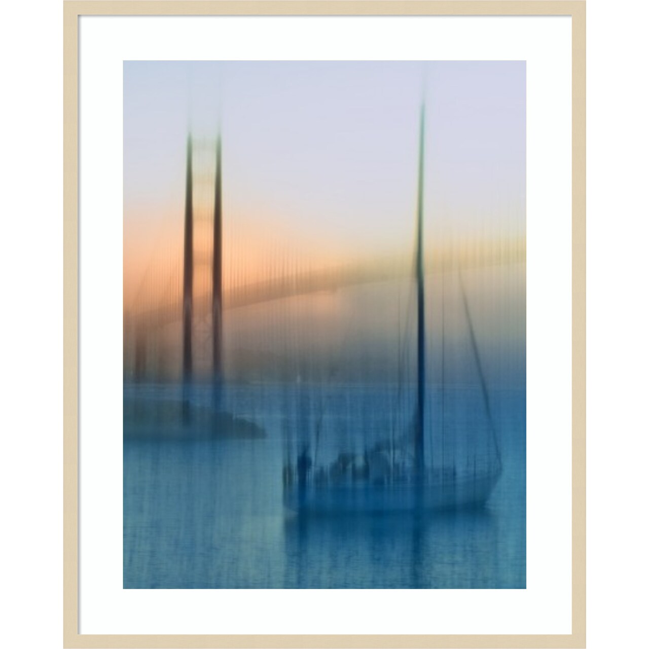 Sailboats on the Bay by Jerry Berry Wood Framed Wall Art Print 33 in. W x 41 in. H